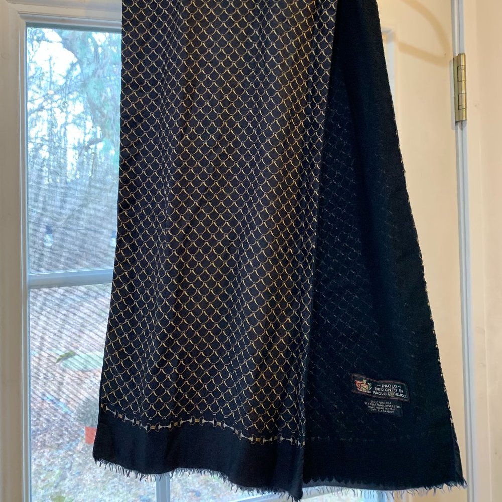 Vintage Paulo Gucci silk and wool men’s scarf